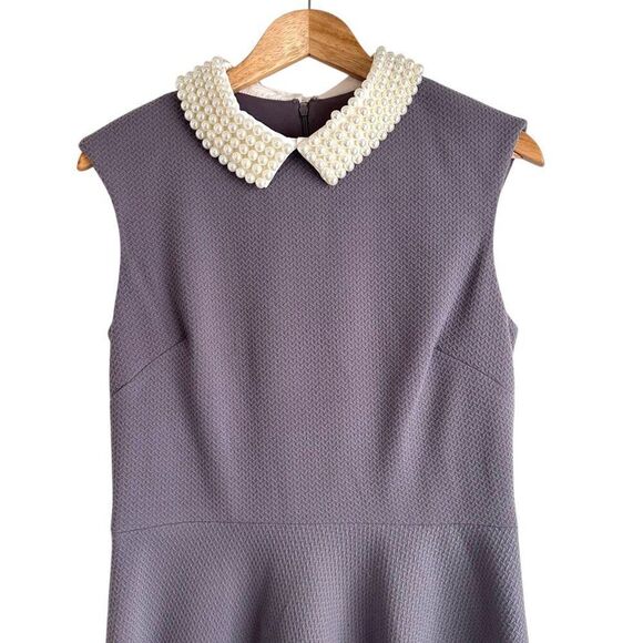 Betsey Johnson Grey Pearl Collar Sleeveless Dress Size 10 - Picture 4 of 8